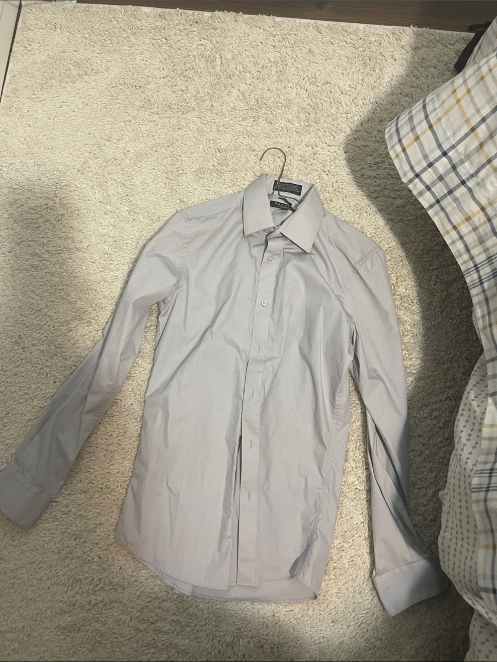 Marquise Men's Light Gray Pinstripe Dress Shirt - Classic Point Collar